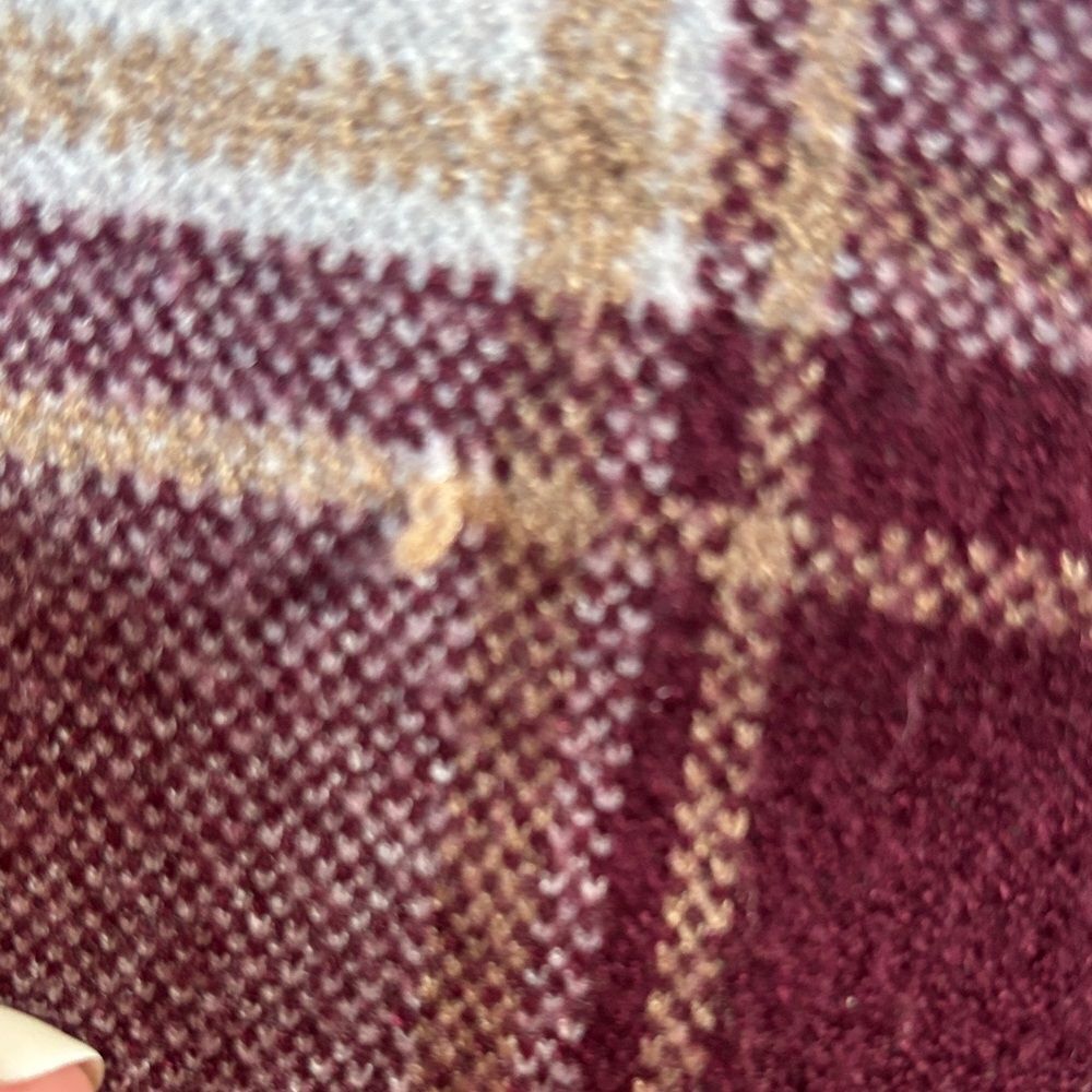 Tahari Burgundy and Cream Plaid Sweater - Picture 4 of 10